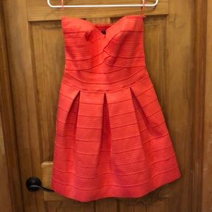 Express Coral strapless dress